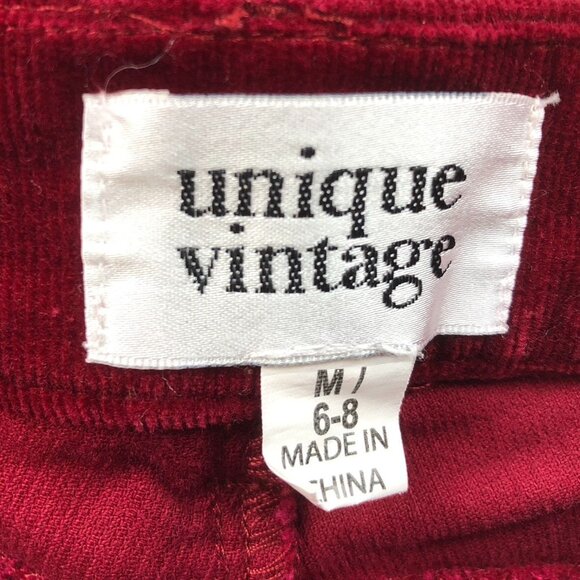 Unique Vintage Women Pants Medium Red Corduroy Flare Leg Preppy Y2K Casual Retro - Picture 3 of 11